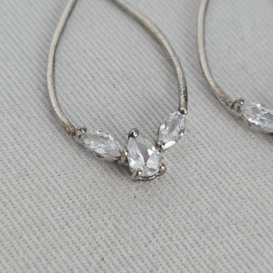 925 Sterling Silver Teardrop Drop Earrings with Clear Cubic Zirconia