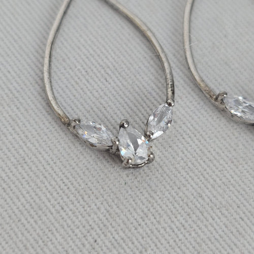 925 Sterling Silver Teardrop Drop Earrings with Clear Cubic Zirconia