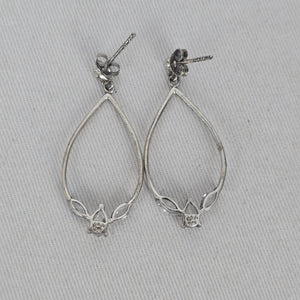 925 Sterling Silver Teardrop Drop Earrings with Clear Cubic Zirconia