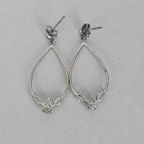 925 Sterling Silver Teardrop Drop Earrings with Clear Cubic Zirconia