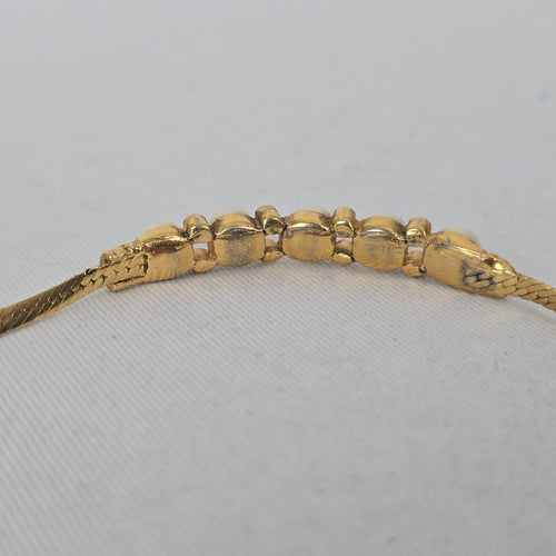 Vintage Gold Tone Faux Pearl Rhinestone Bracelet