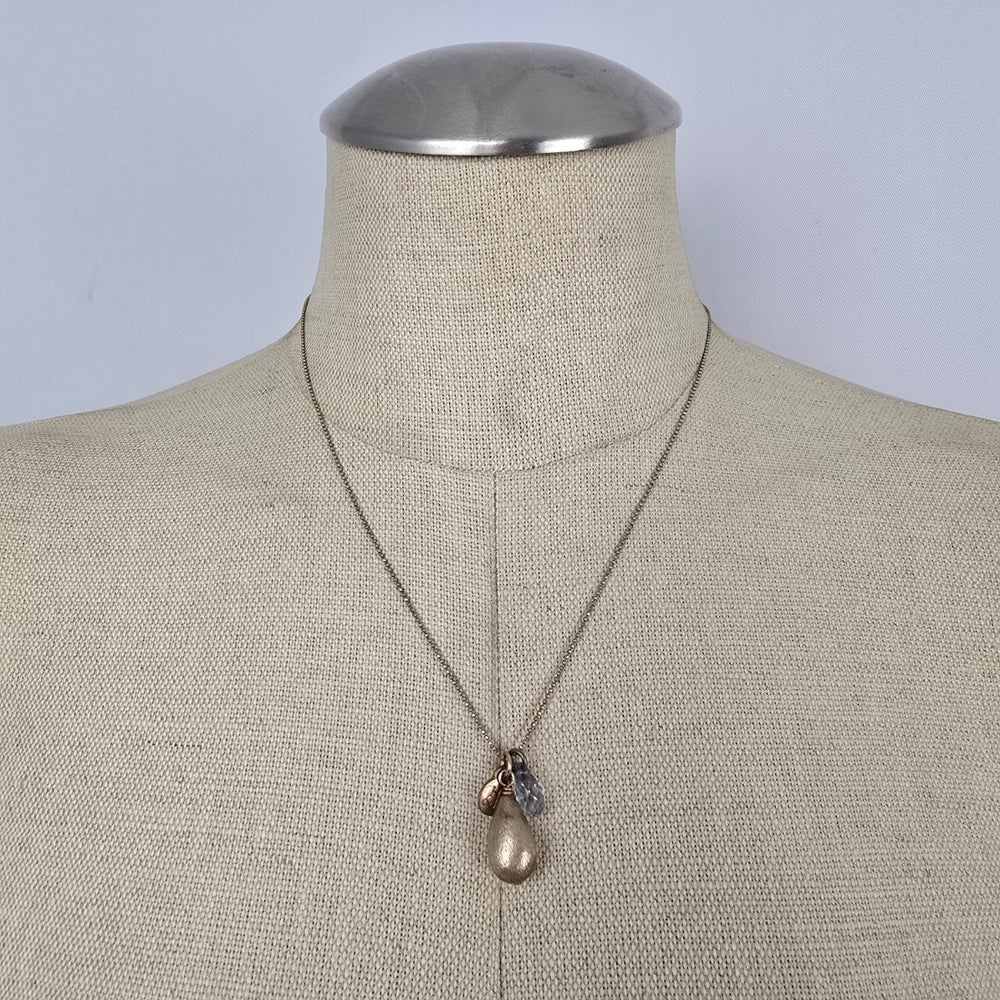 Hillberg & Berk 925 Sterling Silver Gold Tone Teardrop Charm Pendant Necklace