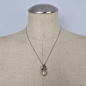 Hillberg & Berk 925 Sterling Silver Gold Tone Teardrop Charm Pendant Necklace