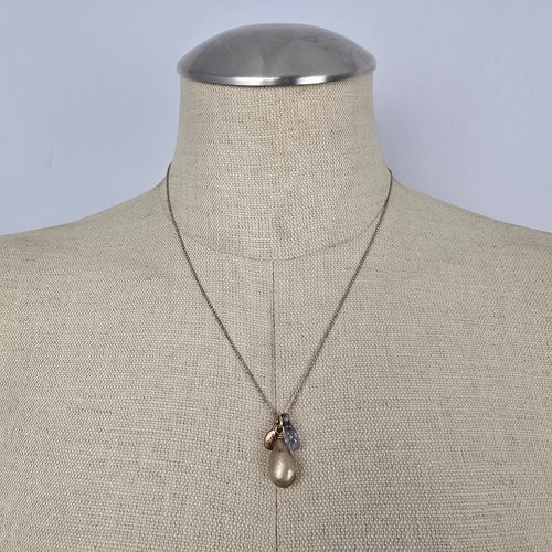 Hillberg & Berk 925 Sterling Silver Gold Tone Teardrop Charm Pendant Necklace