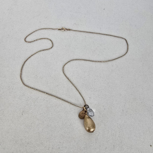 Hillberg & Berk 925 Sterling Silver Gold Tone Teardrop Charm Pendant Necklace