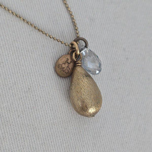 Hillberg & Berk 925 Sterling Silver Gold Tone Teardrop Charm Pendant Necklace