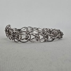 Vintage Hadar Sterling Silver Woven Link Charm Bracelet Vintage Box Clasp