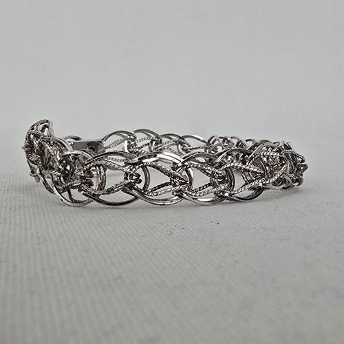 Vintage Hadar Sterling Silver Woven Link Charm Bracelet Vintage Box Clasp