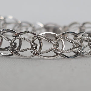 Vintage Hadar Sterling Silver Woven Link Charm Bracelet Vintage Box Clasp