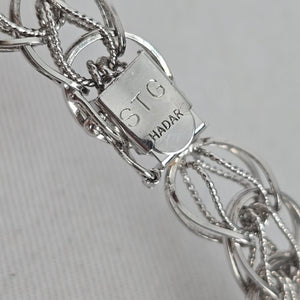 Vintage Hadar Sterling Silver Woven Link Charm Bracelet Vintage Box Clasp
