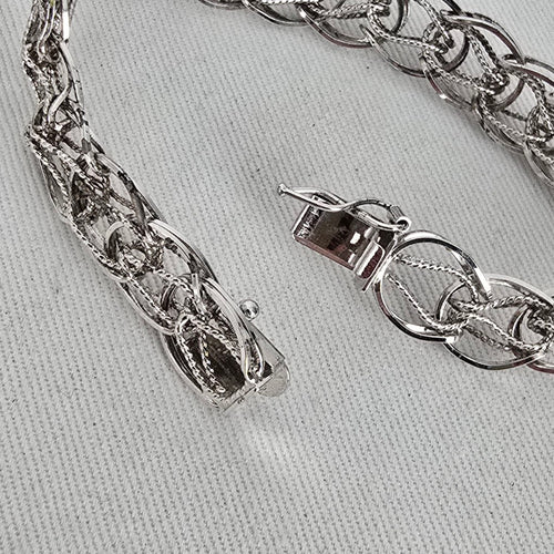 Vintage Hadar Sterling Silver Woven Link Charm Bracelet Vintage Box Clasp