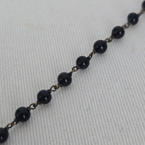 Vintage Boho Black Beaded Etched Bib Statement Pendant Necklace