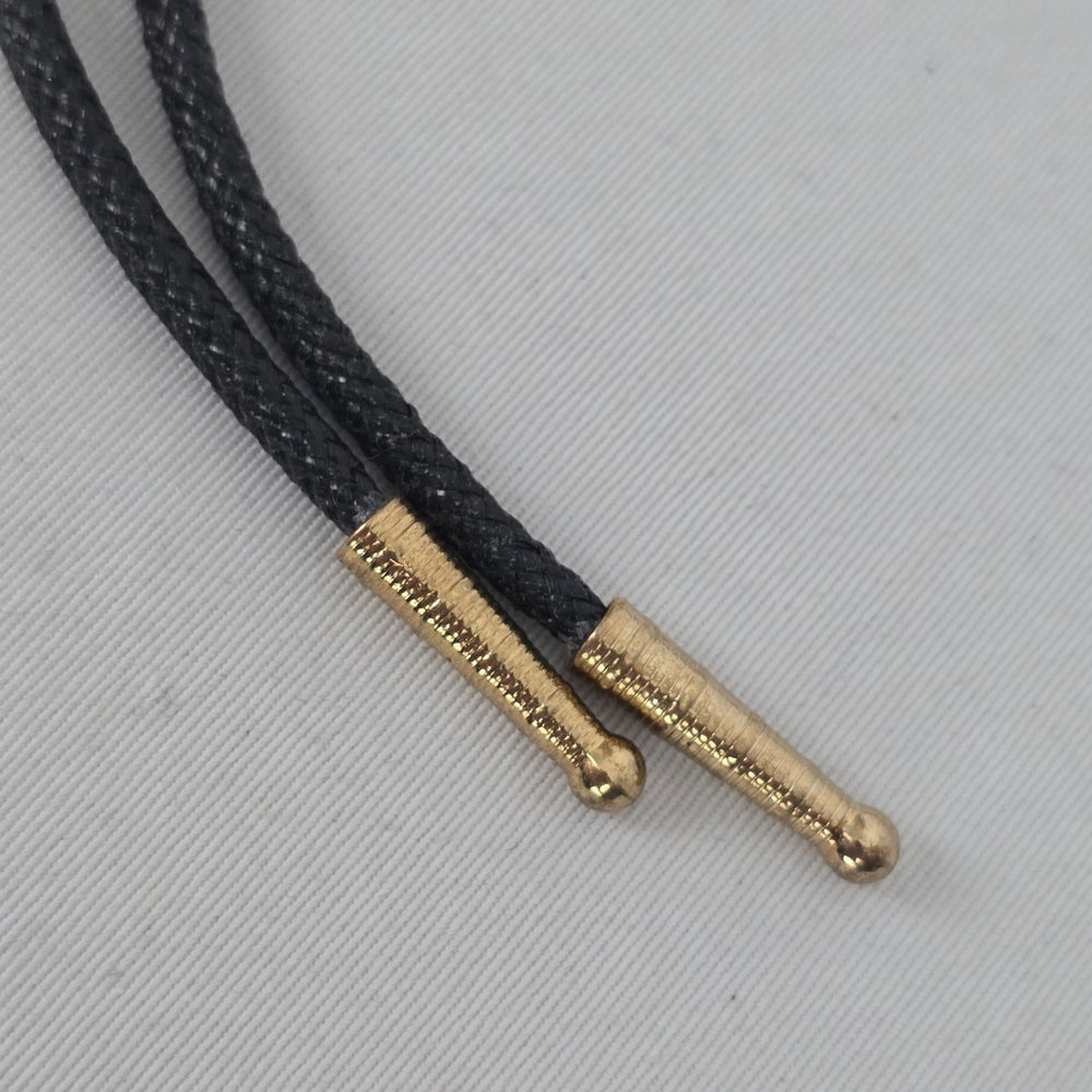Vintage Gold Tone Agate Stone Western Bolo Tie Necklace