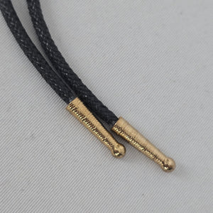 Vintage Gold Tone Agate Stone Western Bolo Tie Necklace