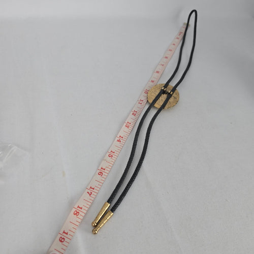 Vintage Gold Tone Agate Stone Western Bolo Tie Necklace
