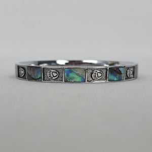 Vintage Silver Tone Abalone Shell Bear Paw Bangle Bracelet