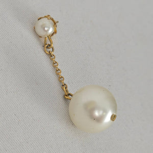 Vintage Gold Tone Faux Pearl Dangle Drop Earrings