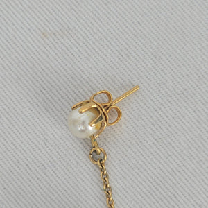 Vintage Gold Tone Faux Pearl Dangle Drop Earrings