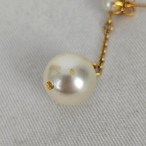 Vintage Gold Tone Faux Pearl Dangle Drop Earrings