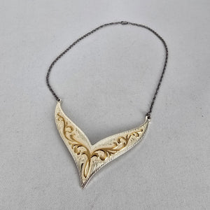 Vintage Montana Silversmiths Western Chevron Bib Necklace Two Tone Gold Silver 17"