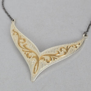 Vintage Montana Silversmiths Western Chevron Bib Necklace Two Tone Gold Silver 17"