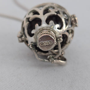Italy 925 Sterling Silver Harmony Ball Pendant Necklace with Black Chime Sphere