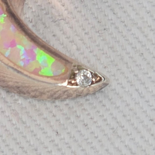 Italy 925 Sterling Silver Rose Gold Tone Starfish Faux Opal Pendant Necklace