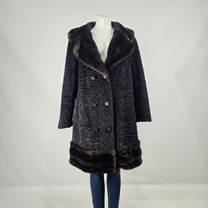 Vintage Genuine Persian Lamb Fur Coat Mink Collar Sterling Winnipeg Size M/L