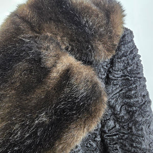 Vintage Genuine Persian Lamb Fur Coat Mink Collar Sterling Winnipeg Size M/L