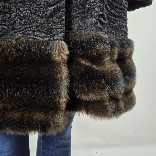 Vintage Genuine Persian Lamb Fur Coat Mink Collar Sterling Winnipeg Size M/L