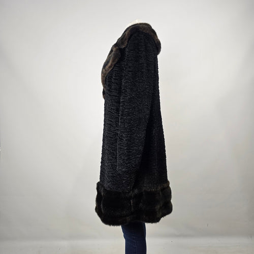 Vintage Genuine Persian Lamb Fur Coat Mink Collar Sterling Winnipeg Size M/L