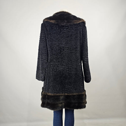 Vintage Genuine Persian Lamb Fur Coat Mink Collar Sterling Winnipeg Size M/L
