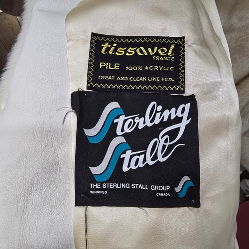 Vintage Tissavel France Ivory Faux Fur Swing Coat Sterling Stall Winnipeg Size M/L
