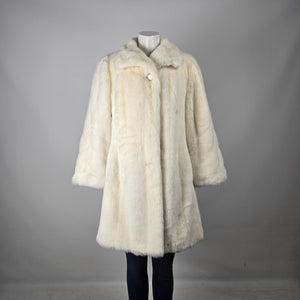 Vintage Tissavel France Ivory Faux Fur Swing Coat Sterling Stall Winnipeg Size M/L