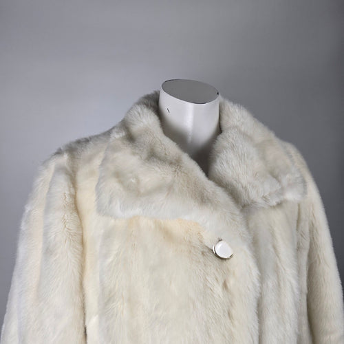 Vintage Tissavel France Ivory Faux Fur Swing Coat Sterling Stall Winnipeg Size M/L