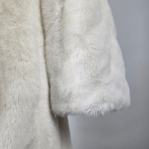 Vintage Tissavel France Ivory Faux Fur Swing Coat Sterling Stall Winnipeg Size M/L