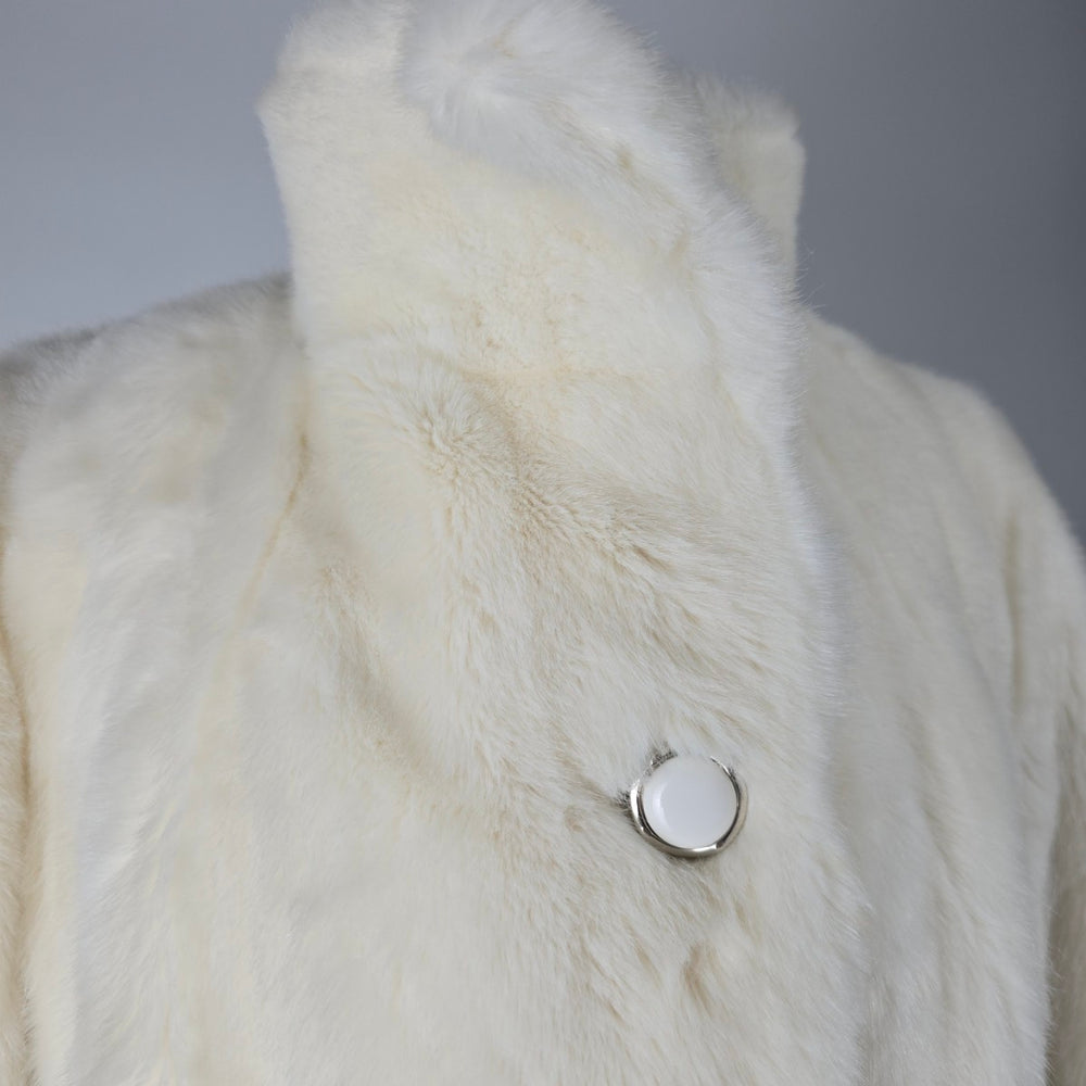 Vintage Tissavel France Ivory Faux Fur Swing Coat Sterling Stall Winnipeg Size M/L