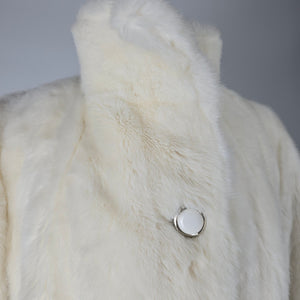 Vintage Tissavel France Ivory Faux Fur Swing Coat Sterling Stall Winnipeg Size M/L