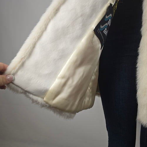 Vintage Tissavel France Ivory Faux Fur Swing Coat Sterling Stall Winnipeg Size M/L