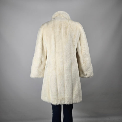 Vintage Tissavel France Ivory Faux Fur Swing Coat Sterling Stall Winnipeg Size M/L