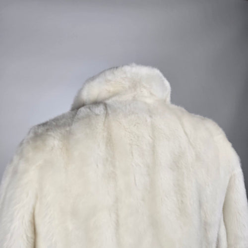 Vintage Tissavel France Ivory Faux Fur Swing Coat Sterling Stall Winnipeg Size M/L