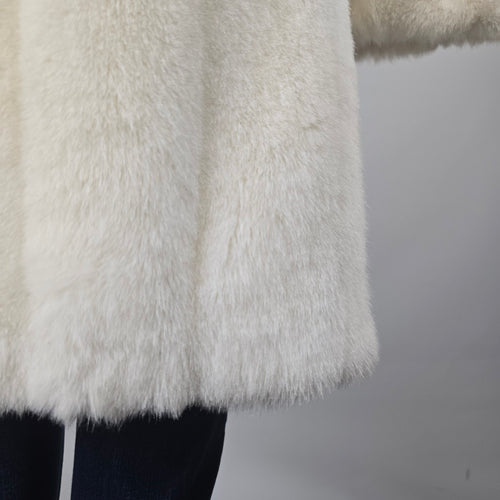 Vintage Tissavel France Ivory Faux Fur Swing Coat Sterling Stall Winnipeg Size M/L