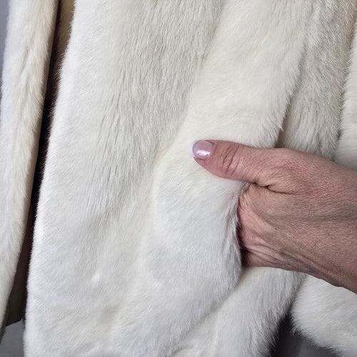 Vintage Tissavel France Ivory Faux Fur Swing Coat Sterling Stall Winnipeg Size M/L