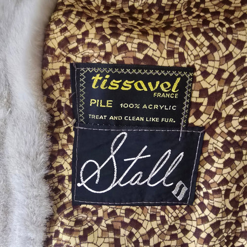 Vintage Tissavel France Beige Faux Fur Double-Breasted Coat Size M/L