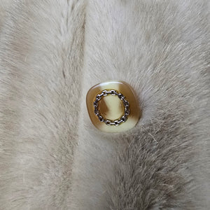 Vintage Tissavel France Beige Faux Fur Double-Breasted Coat Size M/L