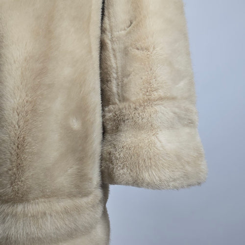 Vintage Tissavel France Beige Faux Fur Double-Breasted Coat Size M/L