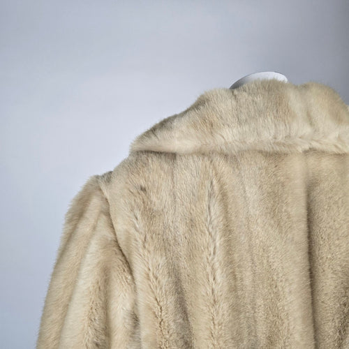 Vintage Tissavel France Beige Faux Fur Double-Breasted Coat Size M/L