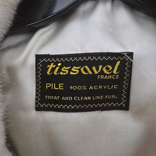 Vintage Tissavel France Faux Fur Cropped Jacket Ivory Swing Coat Size M/L