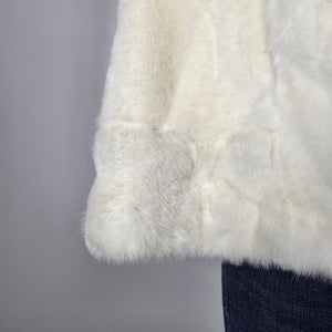 Vintage Tissavel France Faux Fur Cropped Jacket Ivory Swing Coat Size M/L