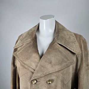 Vintage Suede Trench Coat Oversized Boyfriend Fit Belted Made in Canada Size L/XL